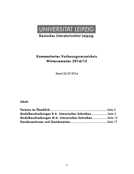 Kommentiertes Vorlesungsverzeichnis Wise 2014/15