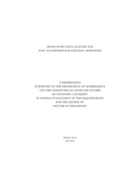 Oscillatory Data Analysis and Fast Algorithms for Integral Operators