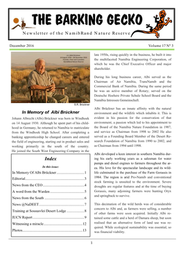 Newsletter of the Namibrand Nature Reserve in Memory of Albi Brückner