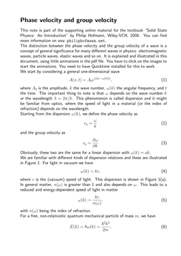 Phase Velocity and Group Velocity