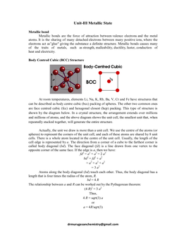Unit-III Metallic State