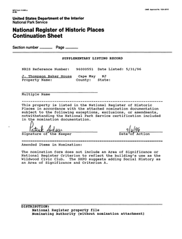 National Register of Historic Places Continuation Sheet