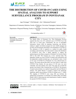 The Distribution of Covid-19 Cases Using Spatial Analysis to Support Surveillance Program in Pontianak City