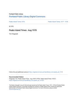 Peaks Island Times 1978 Peaks Island Times, 1977 - 1978