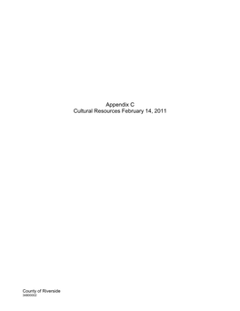 Appendix C Cultural Resources February 14, 2011