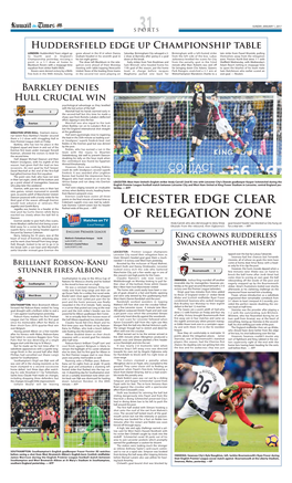 Leicester Edge Clear of Relegation Zone