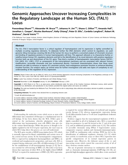 Genomic Approaches Uncover Increasing Complexities in the Regulatory Landscape at the Human SCL (TAL1) Locus