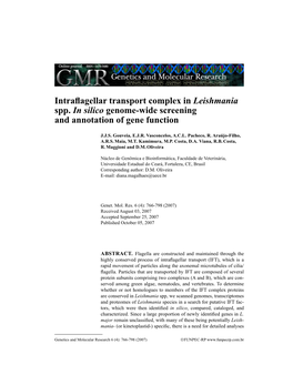 Intraflagellar Transport Complex in Leishmania Spp. in Silico Genome