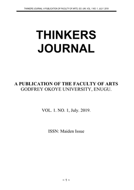 Thinkers Journal: a Publication of Faculty of Arts, Go