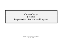 Calvert County FY 2018 Program Open Space Annual Program