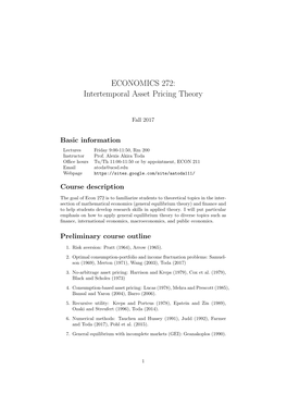 Intertemporal Asset Pricing Theory