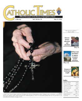 ATHOLIC IMES Official Newspaper of Tthe Diocese of Springfield in Illinois C Ct.Dio.Org Vol
