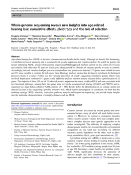 Whole-Genome Sequencing Reveals New Insights Into Age-Related Hearing Loss: Cumulative Effects, Pleiotropy and the Role of Selection