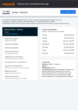 144 Bus Time Schedule & Line Route