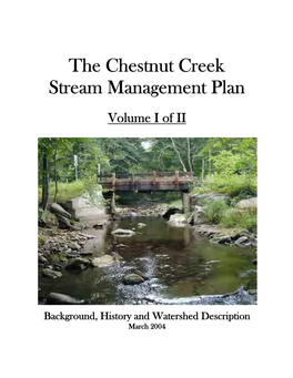 The Chestnut Creek Stream Management Plan