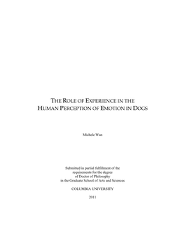 The Role of Experience in the Human Perception of Emotion in Dogs