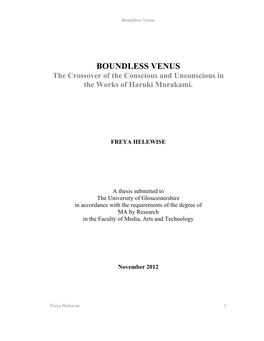 BOUNDLESS VENUS the Crossover of the Conscious and Unconscious in the Works of Haruki Murakami