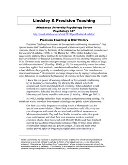 Lindsley & Precision Teaching