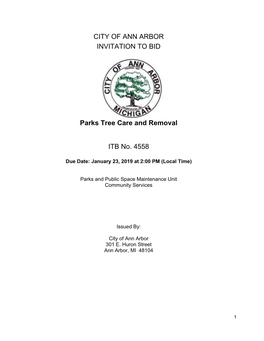 CITY of ANN ARBOR INVITATION to BID Parks Tree Care and Removal