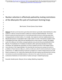 Nuclear Selection Is Effectively Policed by Mating Restrictions of The