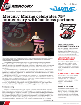 Mercury Marine Celebrates 75Th Anniversary with Business Partners