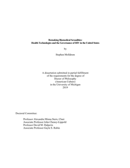 Remaking Biomedical Sexualities: Health Technologies and the Governance of HIV in the United States