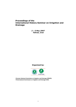 Proceedings of the International History Seminar on Irrigation and Drainage