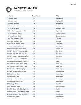 ILL Network 05/12/18 133 Songs, 7.7 Hours, 687.7 MB