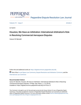 International Arbitration's Role in Resolving Commercial Aerospace