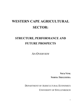 Western Cape Agricultural Sector