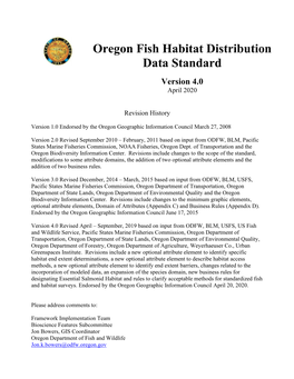 Oregon Fish Habitat Distribution Data Standard