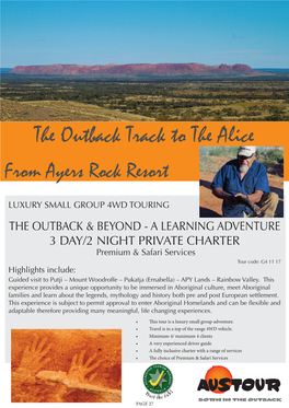 The Outback Track to the Alice from Ayers Rock Resort