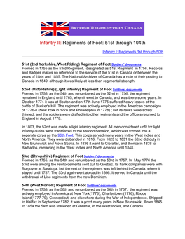 Infantry II: Regiments of Foot: 51St Through 104Th