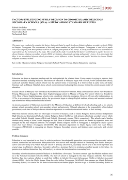 Factors Influencing Pupils' Decision to Choose Islamic