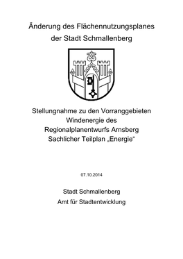 Änderung Des Flächennutzungsplanes Der Stadt Schmallenberg