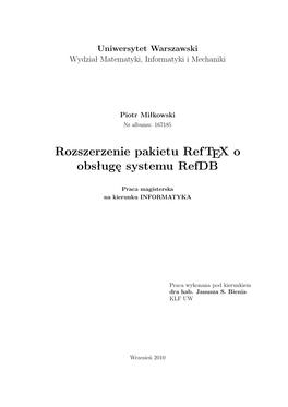 Rozszerzenie Pakietu Reftex O Obsluge Systemu Refdb