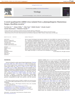 A Novel Quadripartite Dsrna Virus Isolated from a Phytopathogenic ﬁlamentous Fungus, Rosellinia Necatrix☆