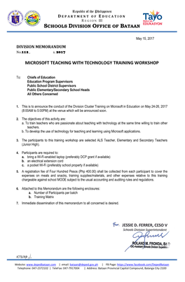 Microsoft Teaching with Technology Training Workshop