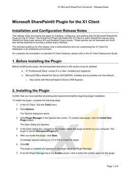 Microsoft Sharepoint® Plugin for the X1 Client