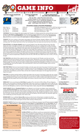 2016 Curve at a Glance Broadcast Information This Date in Curve History Upcoming Games & Pitching Probables