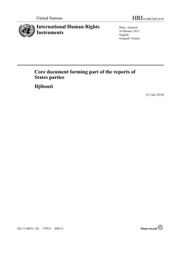 Core Document Forming Part of the Reports of States Parties Djibouti International Human Rights Instruments