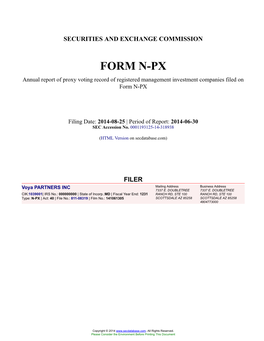 FORM N-PX Annual Report of Proxy Voting Record of Registered Management Investment Companies Filed on Form N-PX