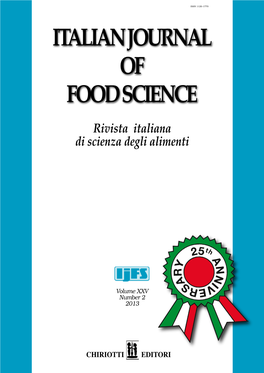 ITALIAN JOURNAL of FOOD SCIENCE Rivista Italiana Di Scienza Degli Alimenti