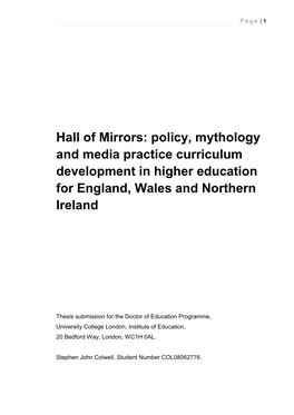 Hall of Mirrors: Policy, Mythology and Media Practice Curriculum Development in Higher Education for England, Wales and Northern Ireland