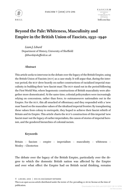 Whiteness, Masculinity and Empire in the British Union of Fascists, 1932–1940