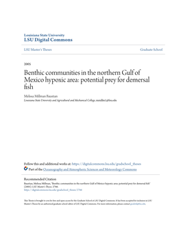 Benthic Communities in the Northern Gulf of Mexico Hypoxic Area