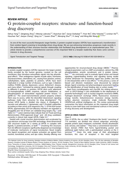 G Protein-Coupled Receptors: Structure- and Function-Based Drug Discovery