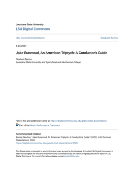 Jake Runestad, an American Triptych: a Conductor's Guide