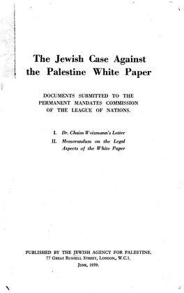 The Jewish Case Against the Palestine White Paper