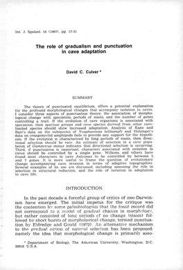 The Role of Gradualism and Punctuation in Cave Adaptation